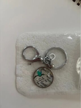 Memorial sentimental keychain or charm with hummingbird